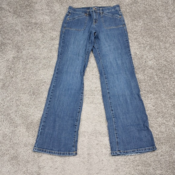 liz & co. Denim - Liz & Co Womens Blue Stretch Straight Leg Jeans Size 6 Patch Pockets Mid Rise